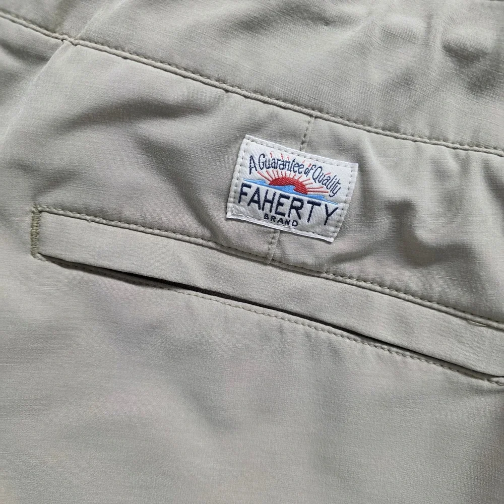 Faherty All Day Shorts Mens‎ 40 Khaki Tan Hybrid Stretch Quick Dry 9 Inch Inseam